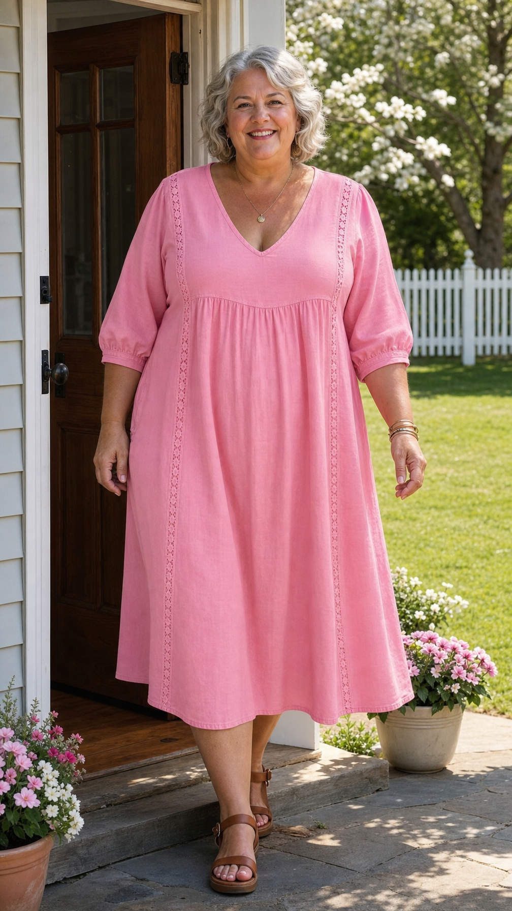 Antonia - 3/4 Sleeve A Line Maxi Dress