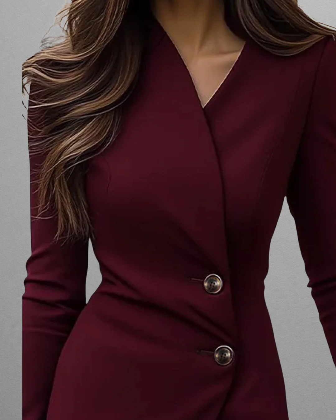 Isadora | Burgundy Wrap Style Buttoned Midi Dress