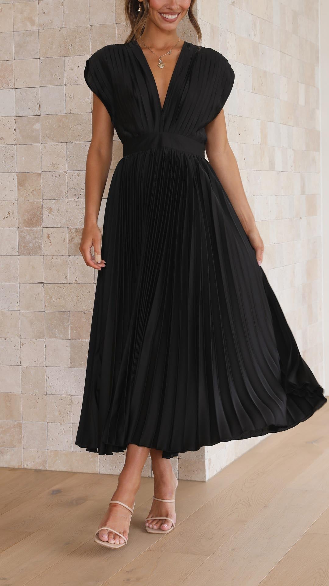 Ella | Women’s Classic Pleated Maxi Dress