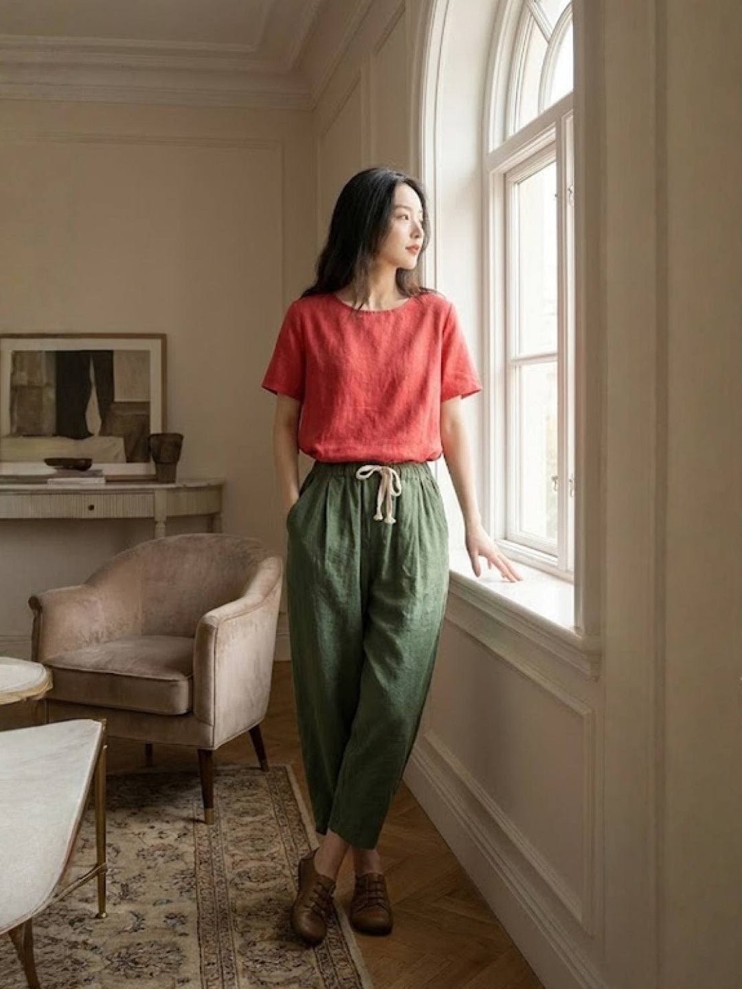 Alexa | Women's Drawstring Waist Casual Slim Fit Pants