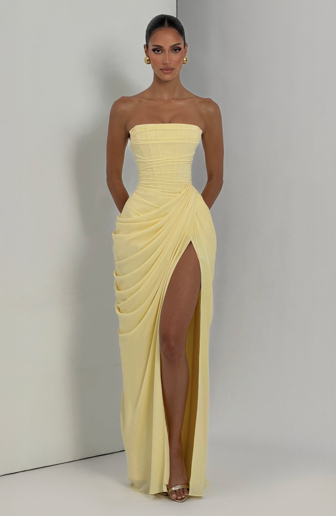Vivienne | Elegant Draped Maxi Gown with Slit