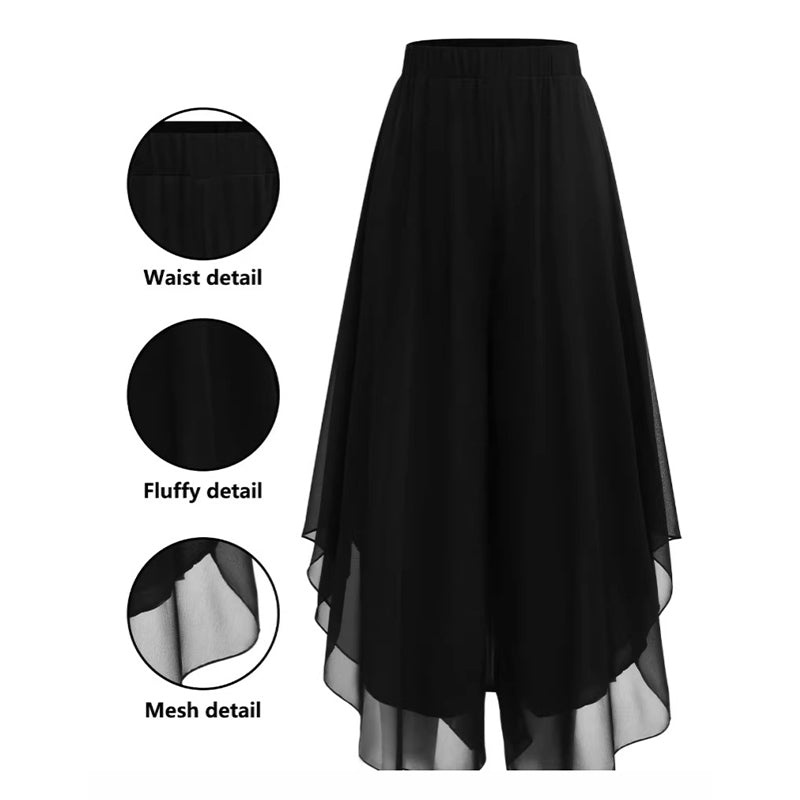 Riza - Women's asymmetrical chiffon pants with wide legs